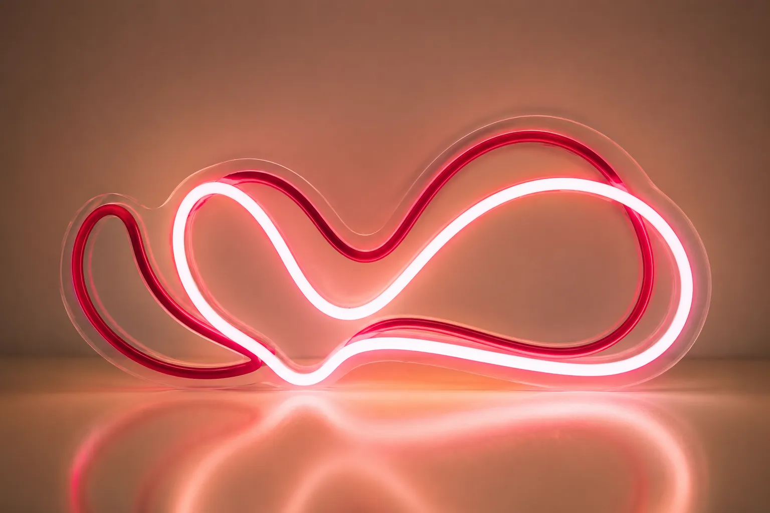 Custom LED neon sign glowing on an interior wall