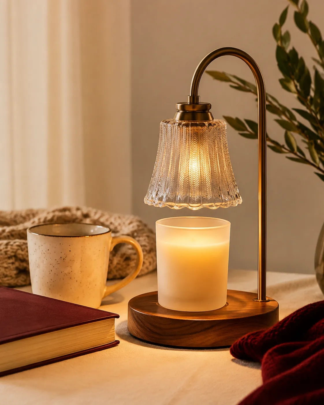 Candle warmer lamp in a housewarming gift flatlay