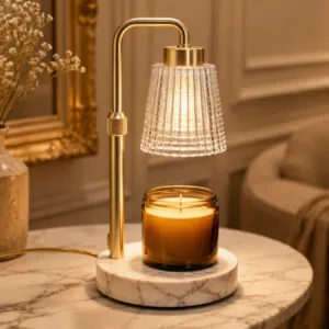 Marble-Base Candle Warmer Lamp