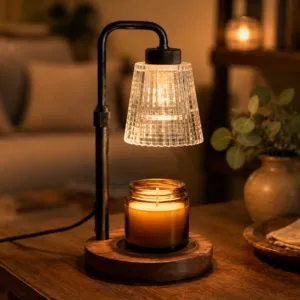 Solid-Wood Base Candle Warmer Lamp