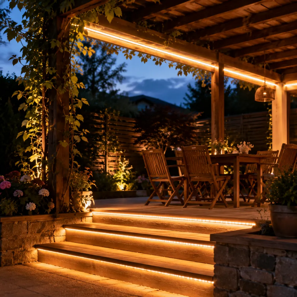 Waterproof outdoor LED strip in a sealed silicone sleeve, the construction used for high IP ratings