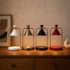 Cone Shade Candle Warmer Lamp, Arched Metal Stem