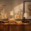 Fluted Glass Cone Candle Warmer Lamp, Height-Adjustable Stem