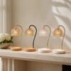 Bell Glass Shade Candle Warmer Lamp, Round Marble Base