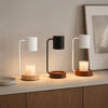 Cylinder Shade Candle Warmer Lamp, Round Wood Base