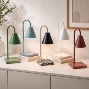 Inverted Cone Candle Warmer Lamp, Terrazzo-Look Base