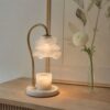 Frosted Petal Glass Candle Warmer Lamp, Round Marble Base