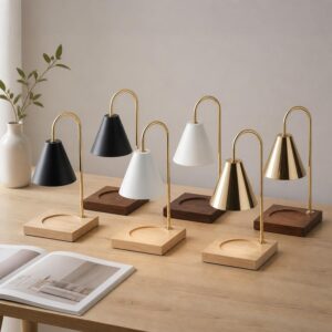 Inverted Cone Candle Warmer Lamp, Square Wood Base