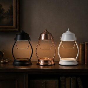 Lantern-Style Candle Warmer Lamp, Wide Metal Shade