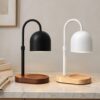 Dome Shade Candle Warmer Lamp, Adjustable Oval Wood Base
