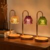 Tassel Flower Glass Candle Warmer Lamp, Walnut Round Base
