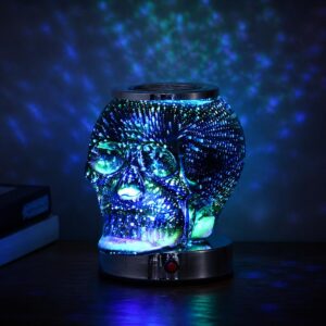 Color-Changing Skull Candle Warmer Lamp, RGB Ambient Glow
