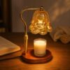 Camellia Shade Candle Warmer Lamp, Oval Wood Base
