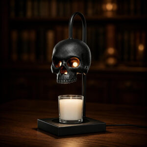 Skull Candle Warmer Lamp, Metal Shade and Base
