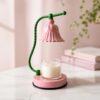 Bell Flower Candle Warmer Lamp, Twisted Stem in Blush Pink