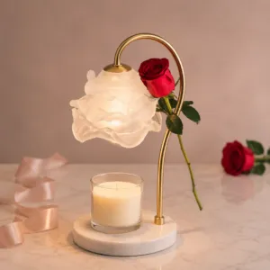 Rose Blossom Candle Warmer Lamp, Marble Base
