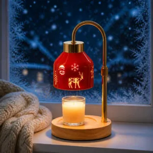 Christmas Reindeer Candle Warmer Lamp, Openwork Metal Shade