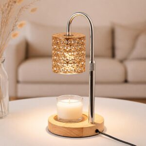 Petite Cylinder Candle Warmer Lamp, Adjustable Wood Base