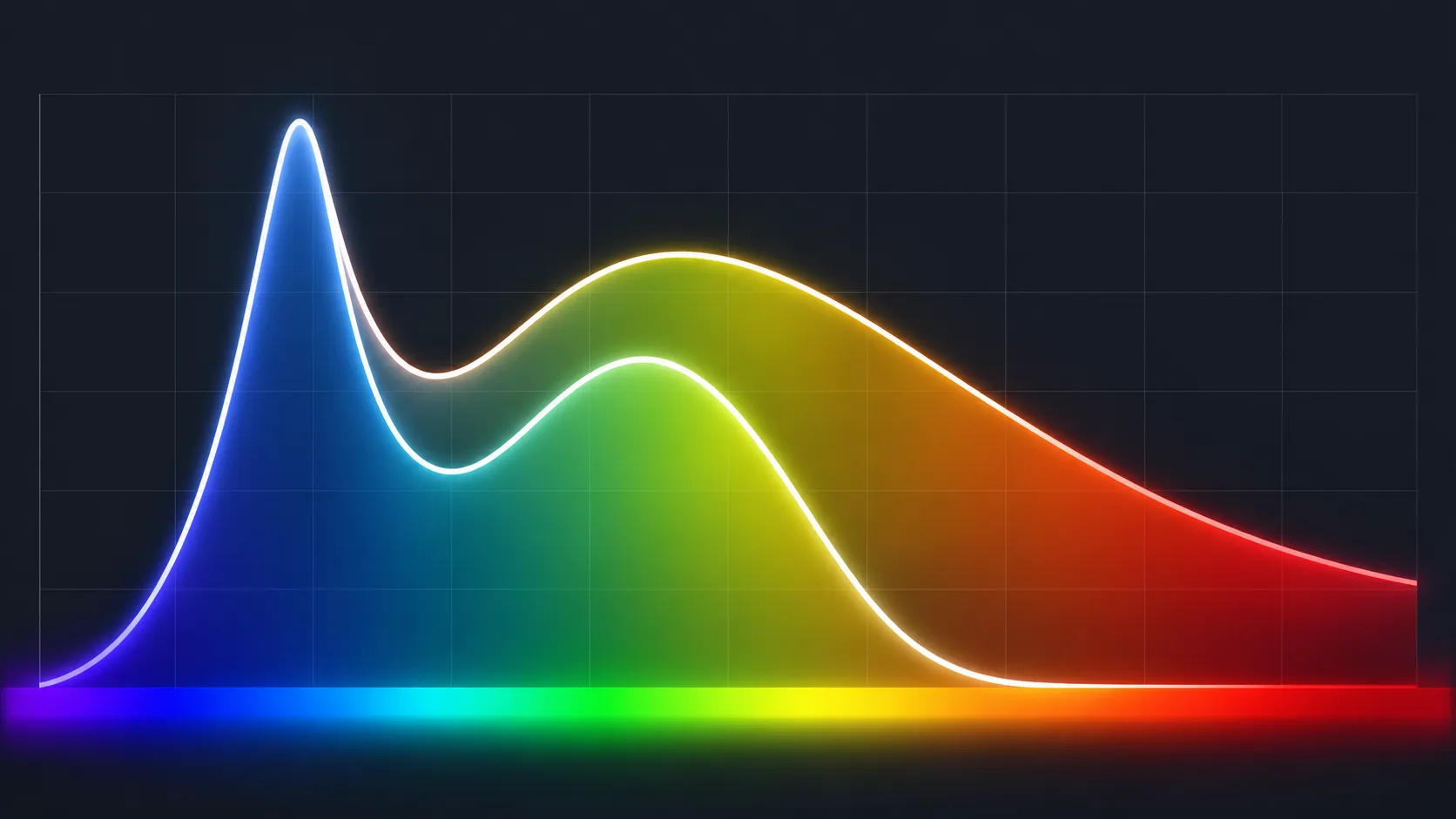 Spectral chart comparing an LED with weak R9 and one with strong R9